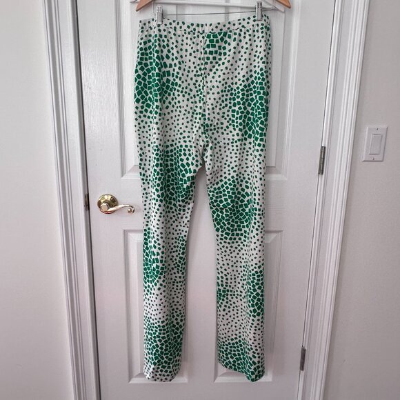 NWT Diane von Furstenberg Ivory Cloud Mosaic 'Finn'‎ Silk Blend Pants Sz Large - Picture 1 of 9